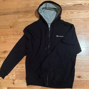 Black Champion Hoodie with grey interior hood
